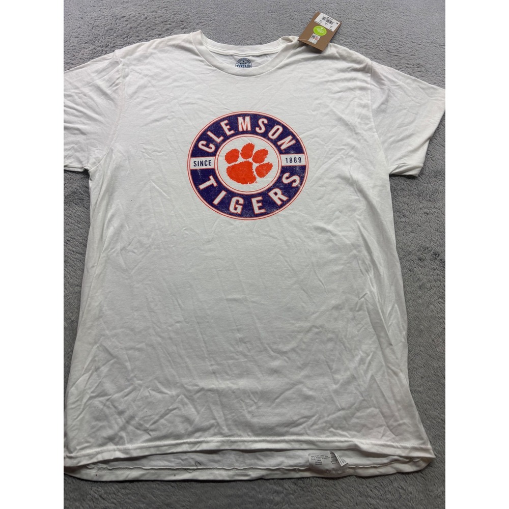 Rivalry Threads Clemson Tigers Mens White Graphic T-Shirt Large NWT